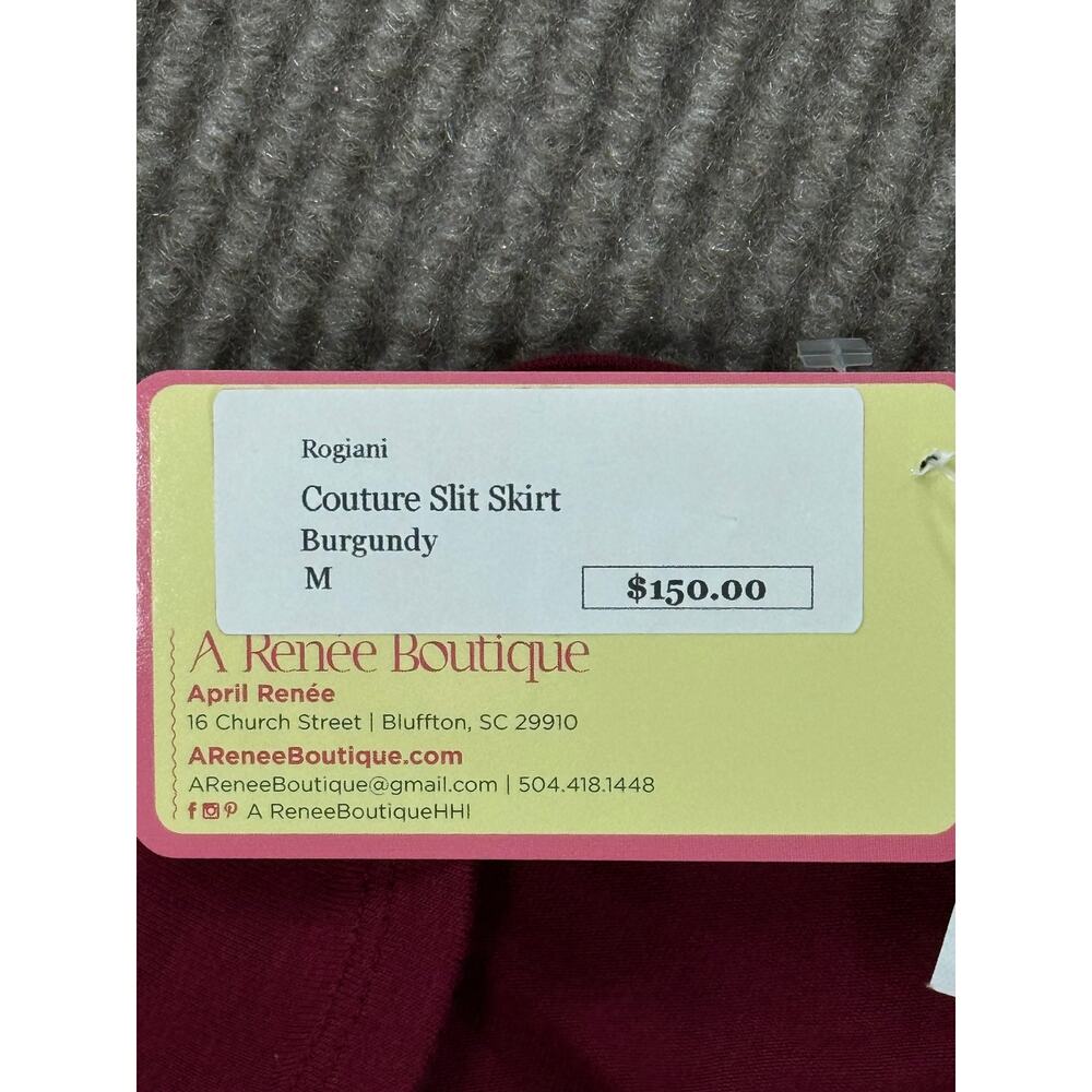 Elisabetta Rogiani Couture Slit Skirt M Burgundy NWT - Picture 3 of 8